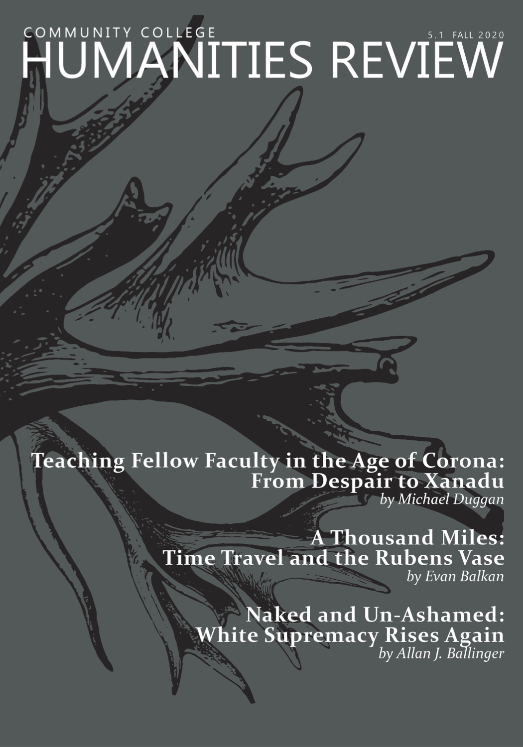 CCHR F20 HR The cover of CCHR 5.1: Deer antlers in profile drawn in black on a gray background.