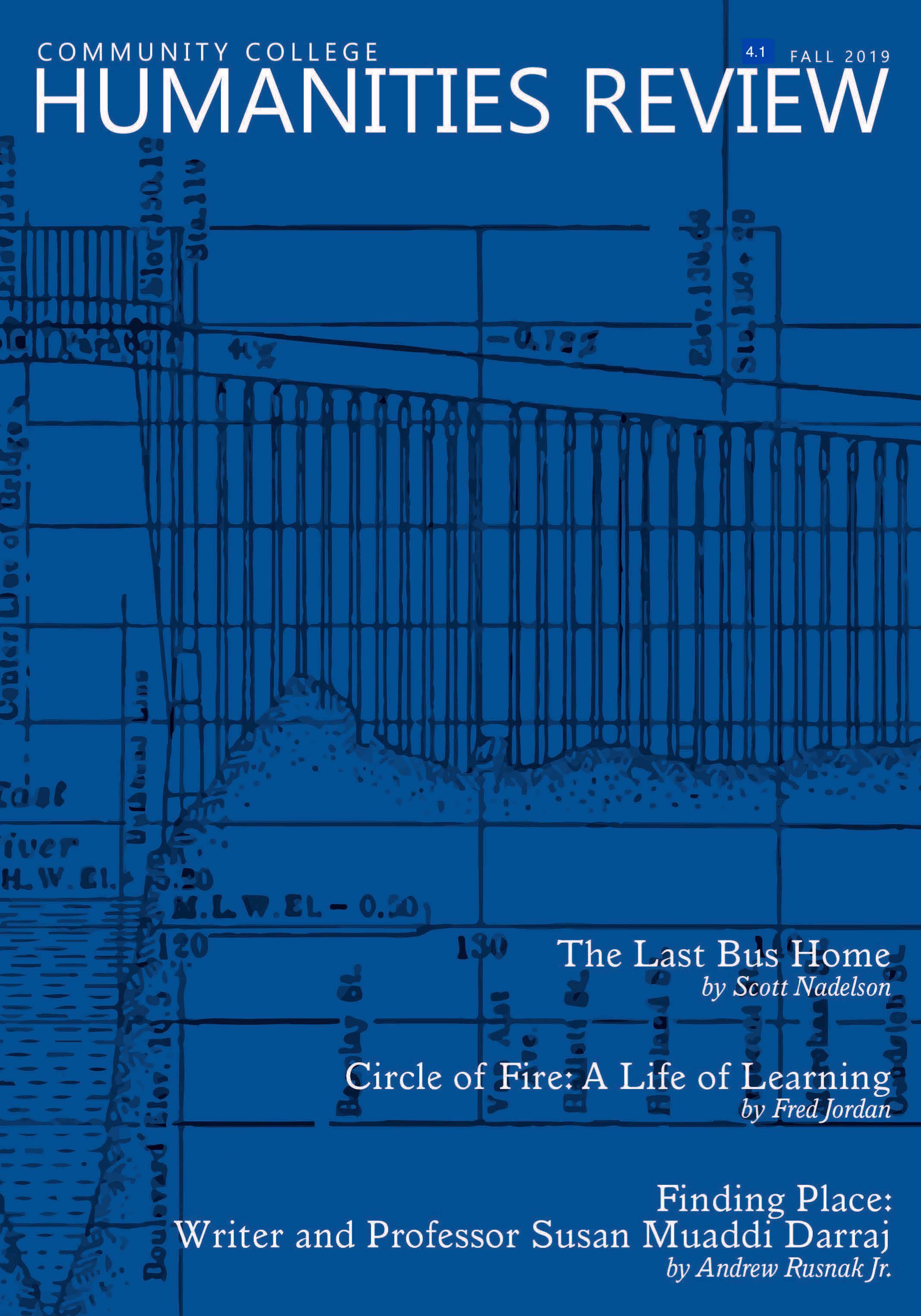 CCHR 4.1 Cover, a blueprint in black of a bridge on a blue background