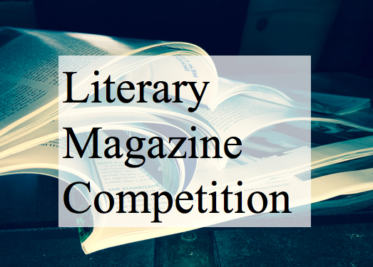 Lit Mag Logo of a stack of open books with "Literary Magazine Competition" as an overlay
